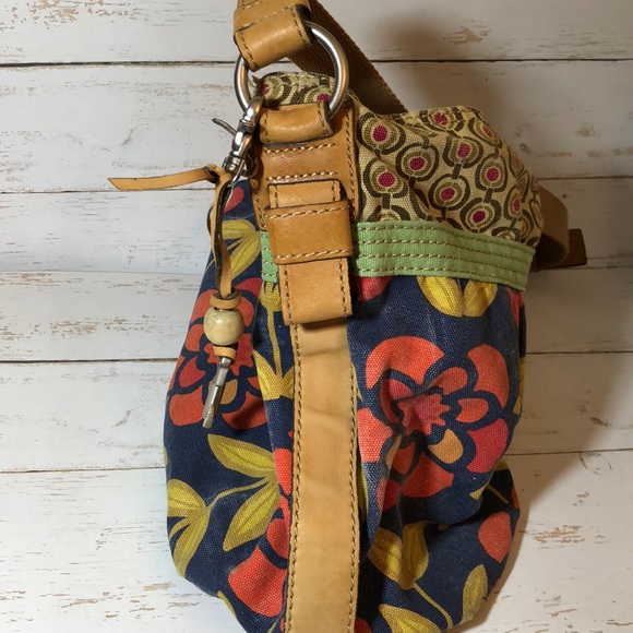 Fossil Floral Canvas Handbag w/ Leather Trim - Picture 2 of 8